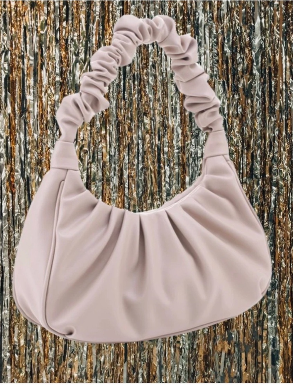 Olivia & Kate Soft Ruched Shoulder Bag in Pale Pink
